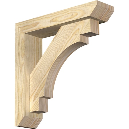 Merced Slat Rough Sawn Bracket W/ Offset Brace, Douglas Fir, 4W X 16D X 16H